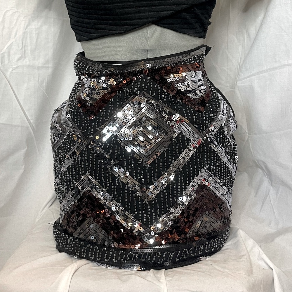Sequin & beaded mini skirt